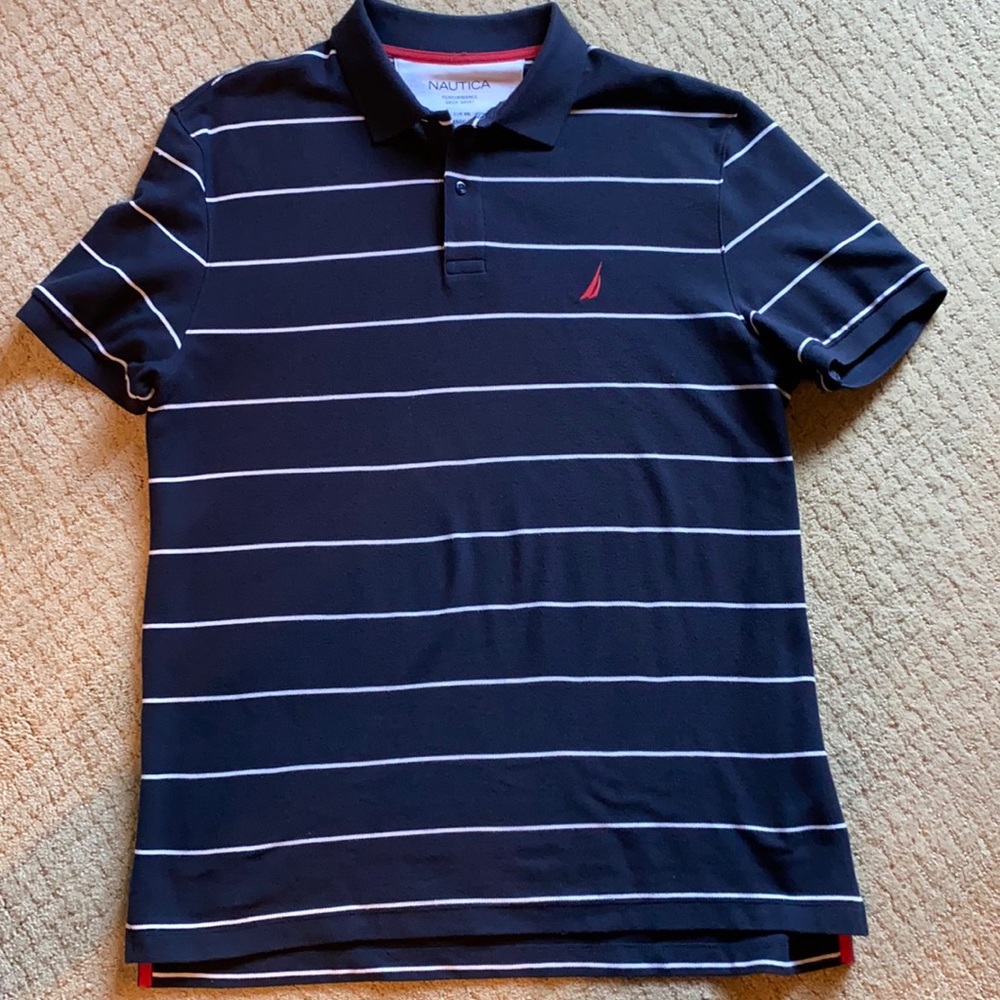 Men’s Nautica - navy blue/white striped pullover